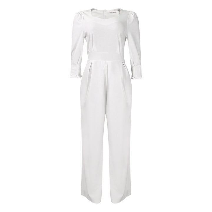 Damen eleganter Jumpsuit mit schickem V-Ausschnitt und tailliertem Schnitt Drune