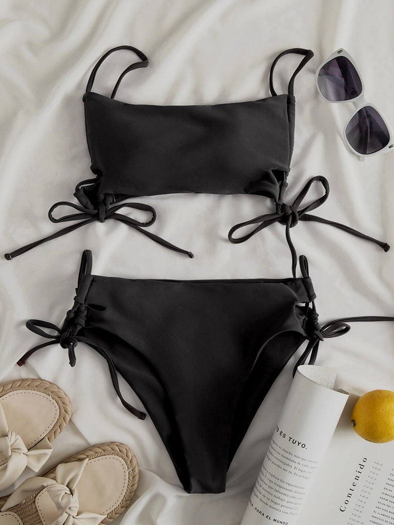 Damen Zweiteiler Bikini Set mit modischen Schnürdetails Drune