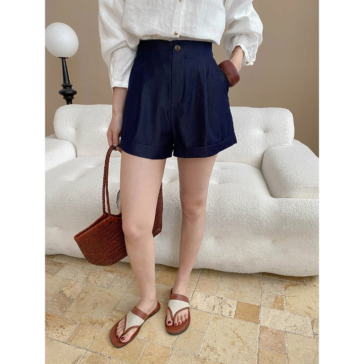 Damen lässige Shorts mit hohem Bund und praktischen Taschen Drune