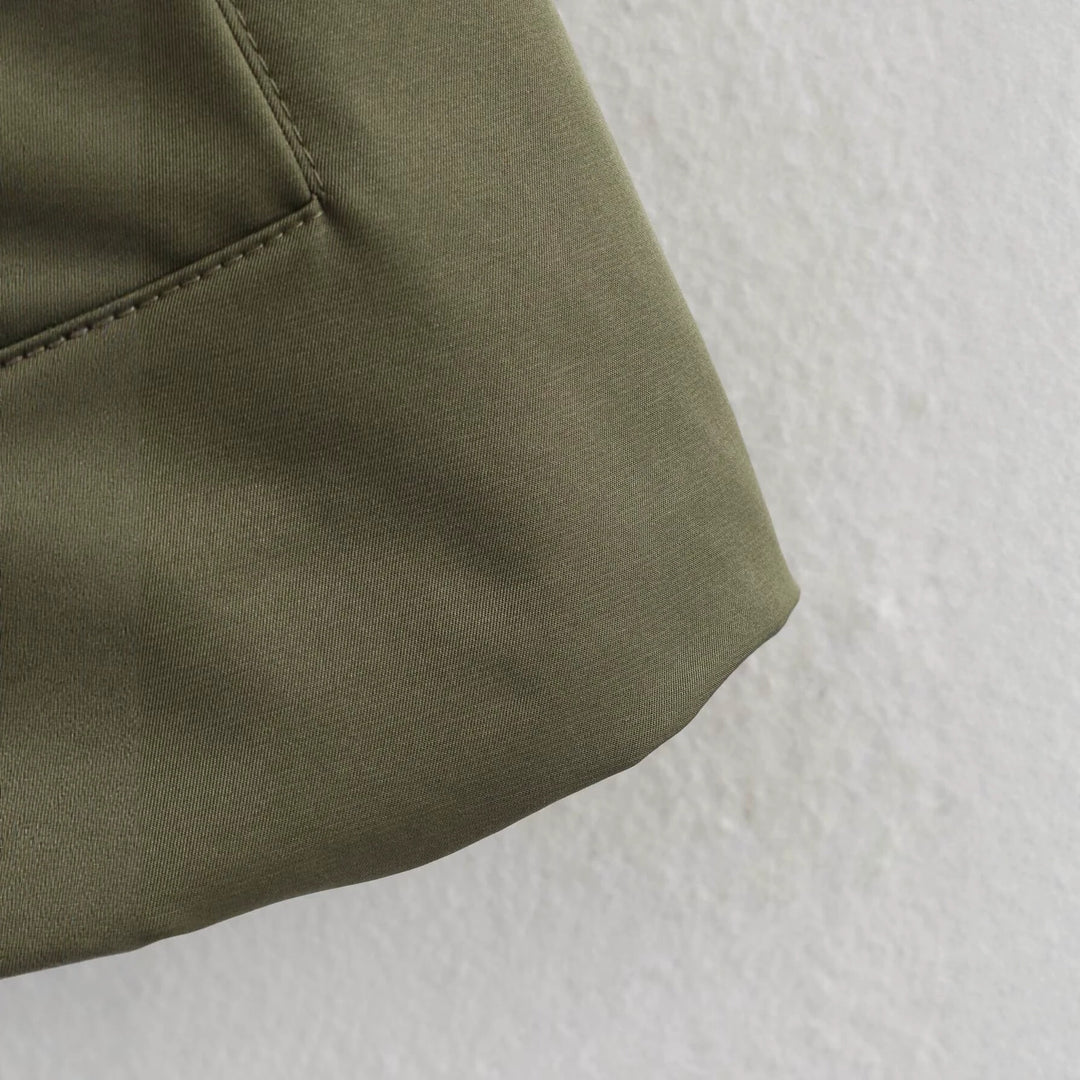 Damen Taillierte Kurz-Trenchjacke mit Bindegürtel und Schulterpatten Drune
