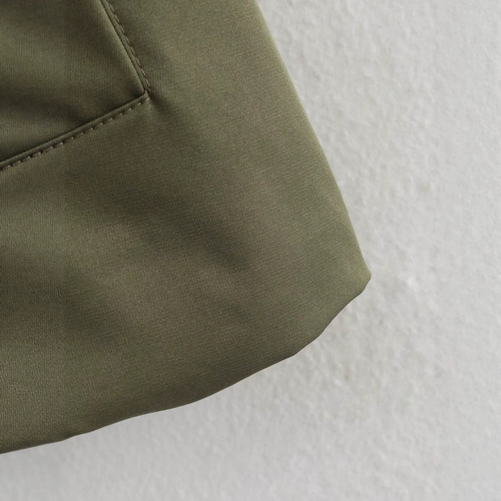 Damen Taillierte Kurz-Trenchjacke mit Bindegürtel und Schulterpatten Drune