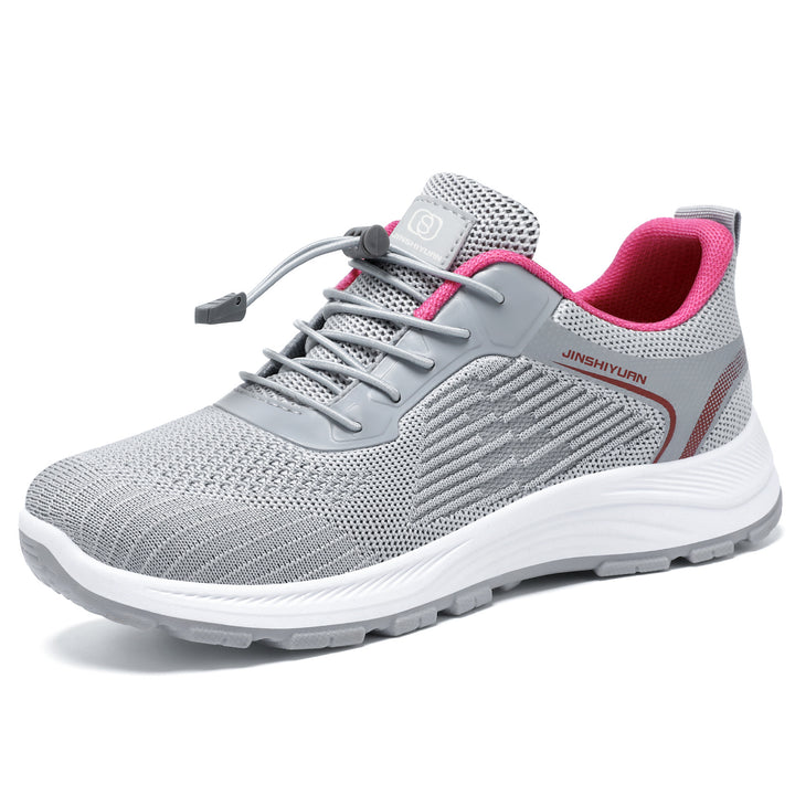 Damen nan leichter atmungsaktiver Strick-Walking-Sneaker mit Schnellzug-Kordel und gedämpfter EVA-Zwischensohle Drune