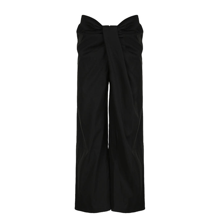 Damen hochtaillierte Palazzohose mit Drapé-Detail und weitem Bein Drune