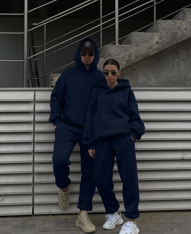 Unisex Oversize-Kapuzenpullover und Relax-Jogginghose Set aus hochwertiger Baumwollmischung Drune