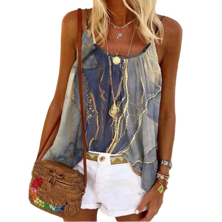 Damen Sommerliches Tanktop mit modischem Marmormuster Drune