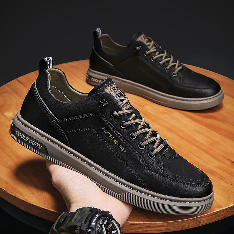 Herren elegante niedrige Leder-Sneaker mit Komfortfußbett und rutschfester Gummisohle Drune