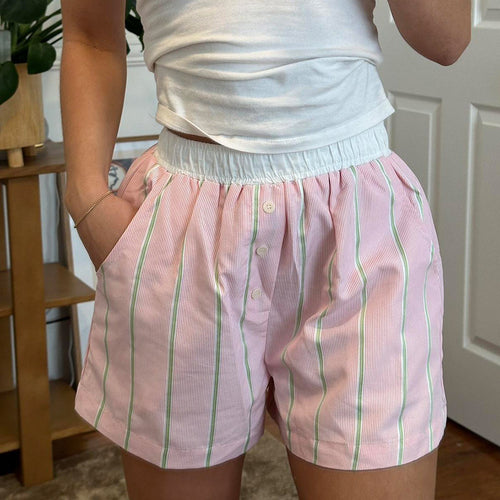Damen Schlafshorts mit elastischem Bund und dekorativem Kordelzug Drune