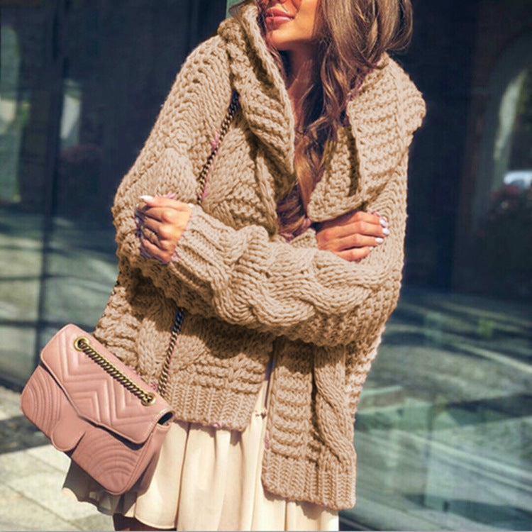Damen Grober Strickcardigan mit asymmetrischem Schnitt und oversized Ärmeln Drune