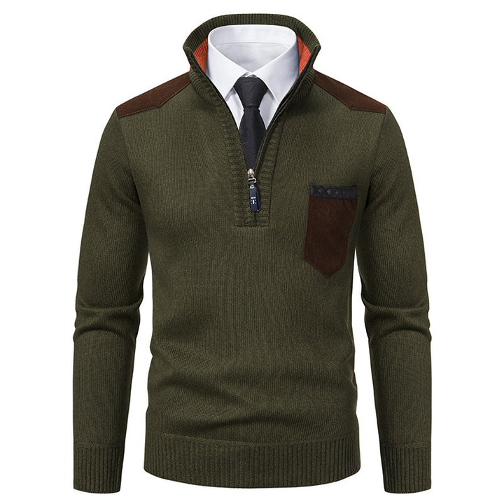 Herren modischer Pullover mit hohem Kragen und Reißverschluss Drune