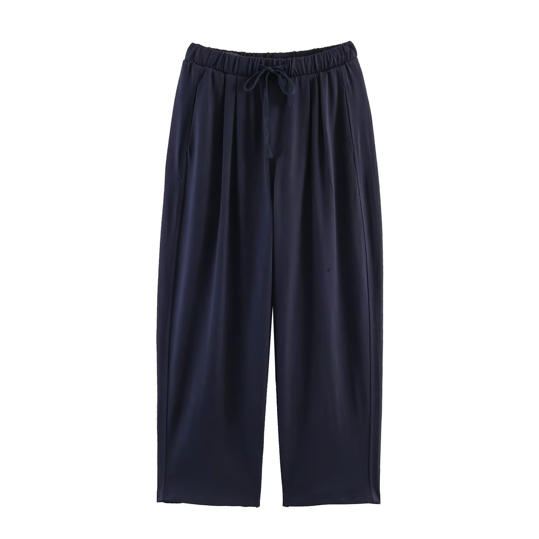 Damen Loungewear-Set aus weichem Jersey mit überlappendem Layer-Top und elastischer Highwaist-Hose Drune