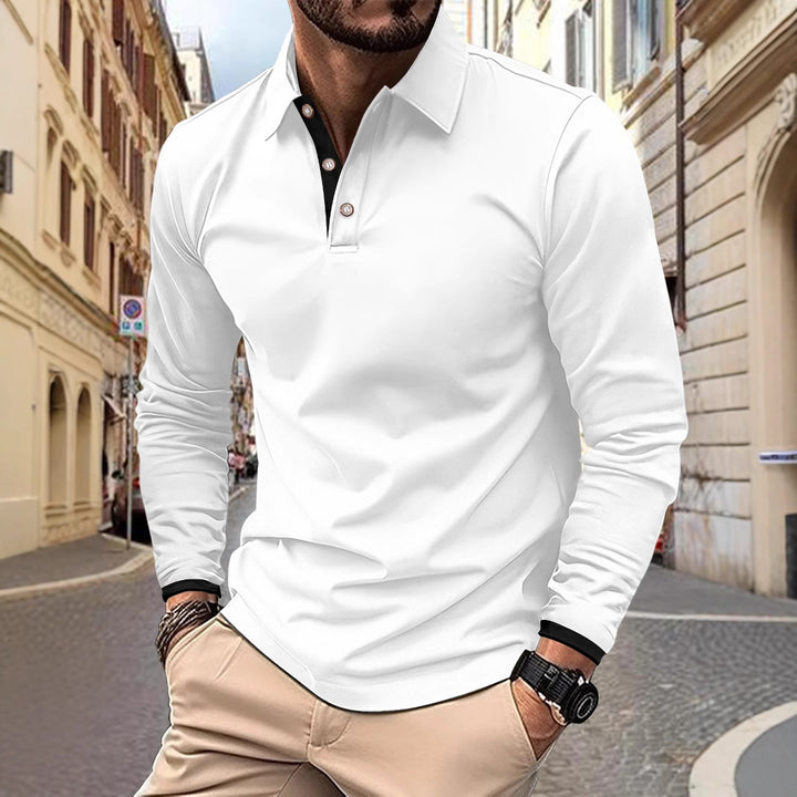 Herren Langarm Poloshirt mit stilvollem Kragen und eleganten Knopfdetails Drune