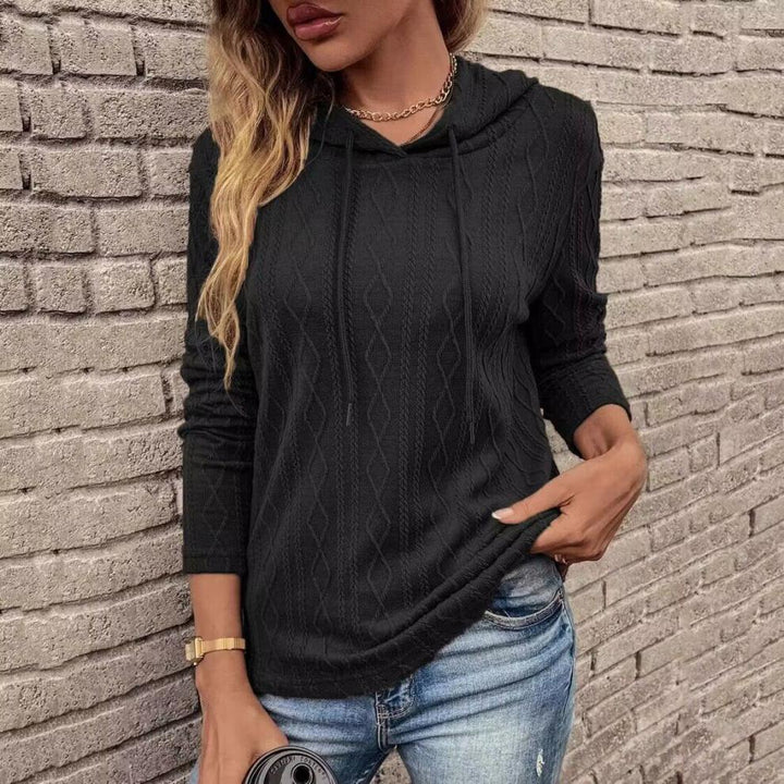 Drune Schnürung langärmliger Jacquard Kapuzenpullover