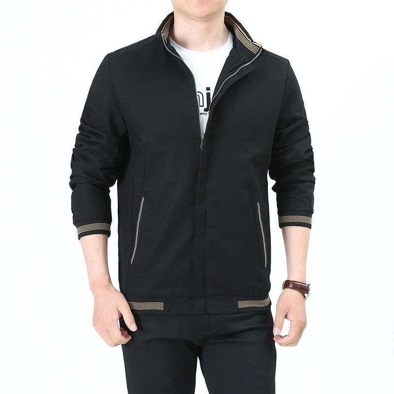 Herren  taillierte Harrington-Jacke aus Baumwoll-Twill mit verdecktem Reißverschluss und gestreiften Bündchen Drune