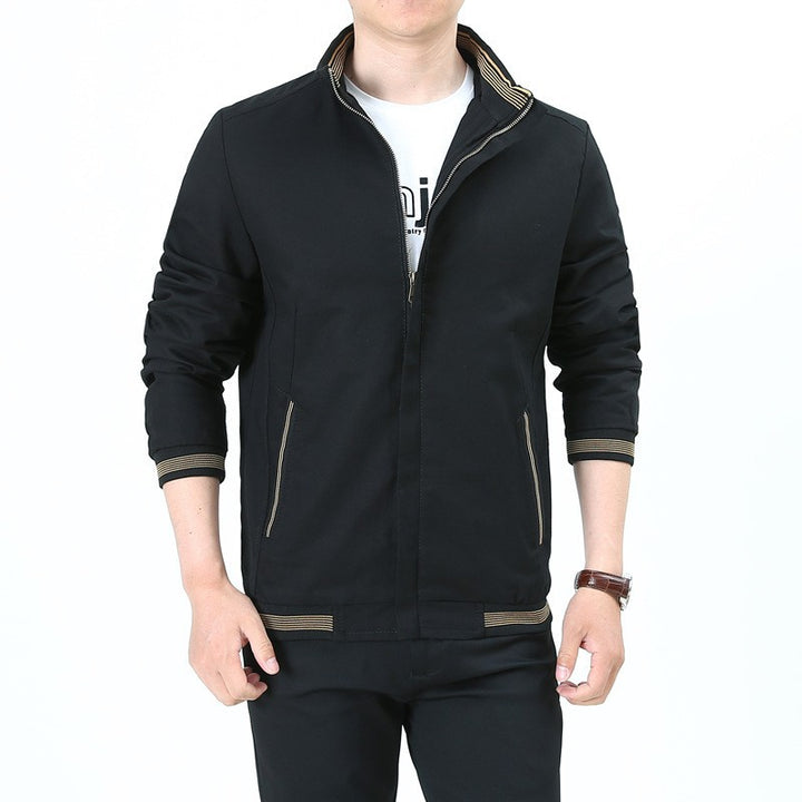 Herren  taillierte Harrington-Jacke aus Baumwoll-Twill mit verdecktem Reißverschluss und gestreiften Bündchen Drune