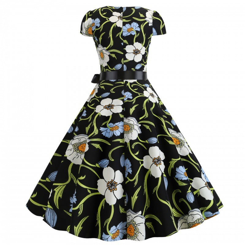 Damen Swingkleid mit floralem Design und eleganter Taillierung Drune