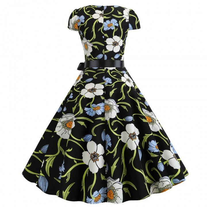 Damen Swingkleid mit floralem Design und eleganter Taillierung Drune