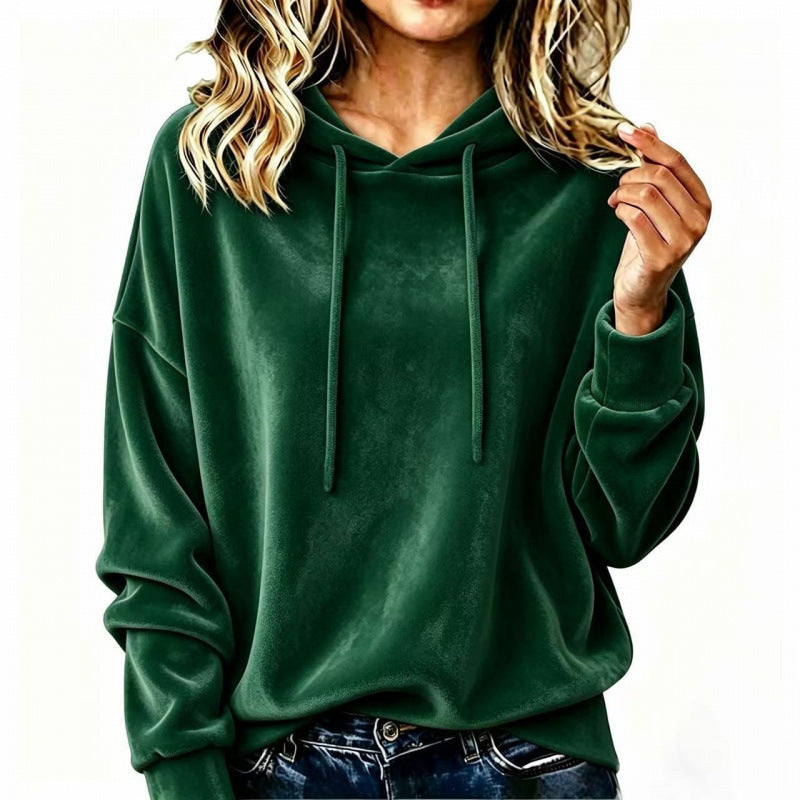Damen Velours-Oversize-Kapuzenpullover mit Raglanärmeln Drune