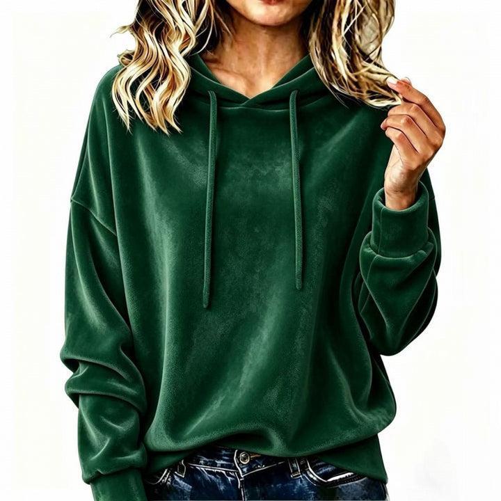 Damen Velours-Oversize-Kapuzenpullover mit Raglanärmeln Drune