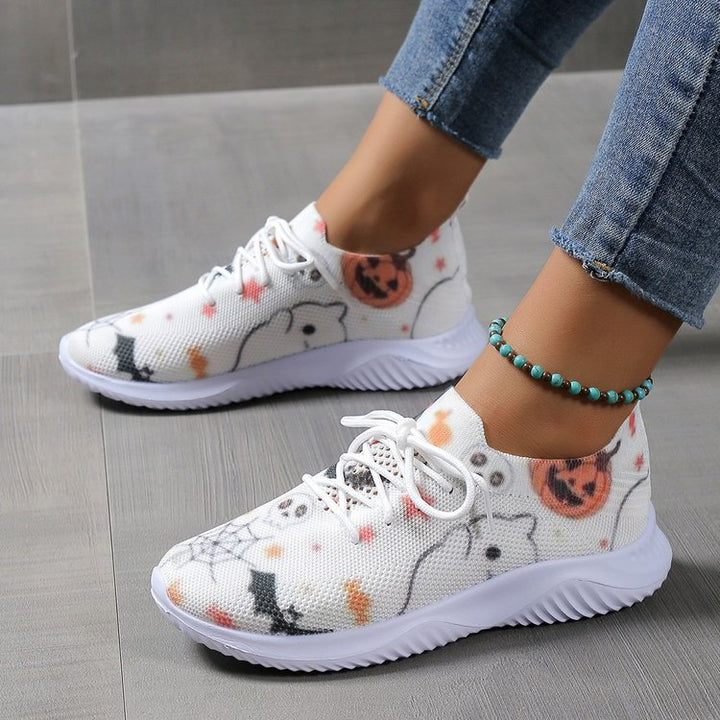 Damen Sportliche Sneakers mit Halloween-Motiv und elastischem Obermaterial Drune