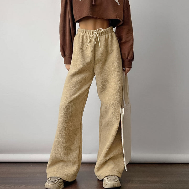 Damen Bequeme Fleece-Hose mit weitem Schnitt Drune