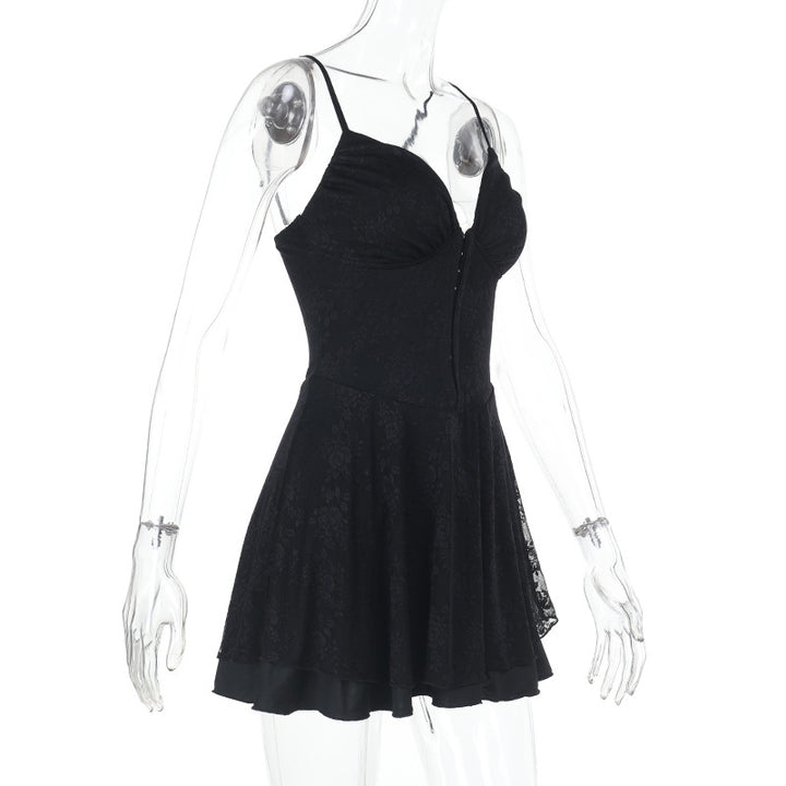 Damen ärmelloses Minikleid mit Spitzenapplikationen Drune
