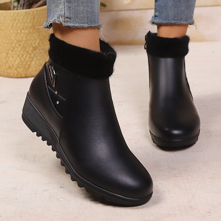 Damen Wedge-Stiefeletten mit weichem Innenfutter und modischem Reißverschluss Drune