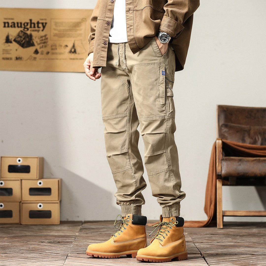 Herren Cargo-Joggerhose mit Tunnelzug, elastischen Bündchen und verstärkten Kniepartien Drune