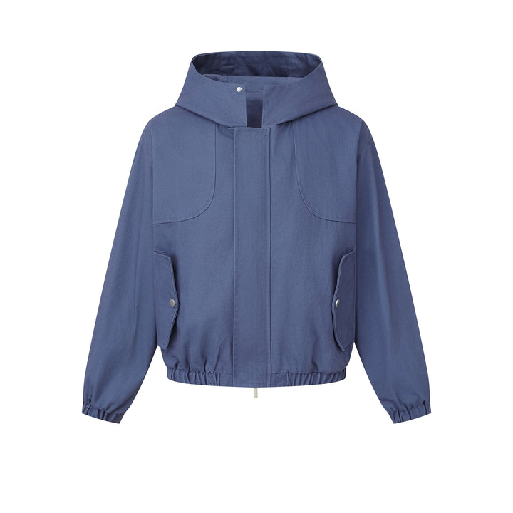 Damen Kurz geschnittene Kapuzenblousonjacke mit Tunnelzugsaum und aufgesetzten Pattentaschen Drune