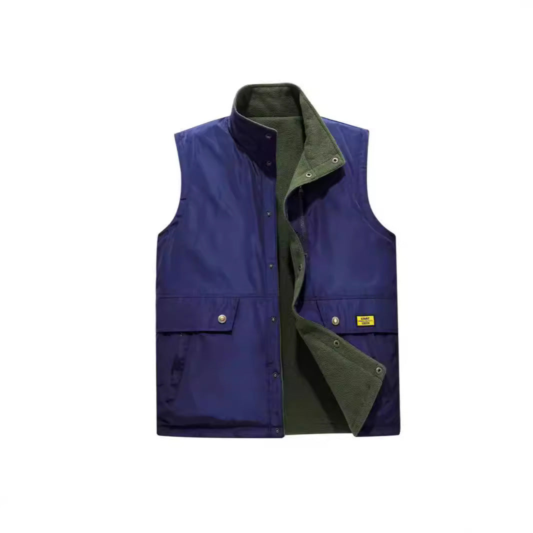 Herren Wind- und Wasserabweisende Utility-Weste mit Fleece-Innenfutter, Stehkragen und Multifachtaschen Drune