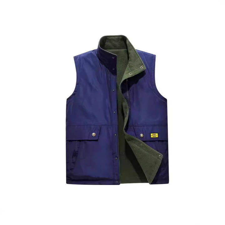 Herren Wind- und Wasserabweisende Utility-Weste mit Fleece-Innenfutter, Stehkragen und Multifachtaschen Drune