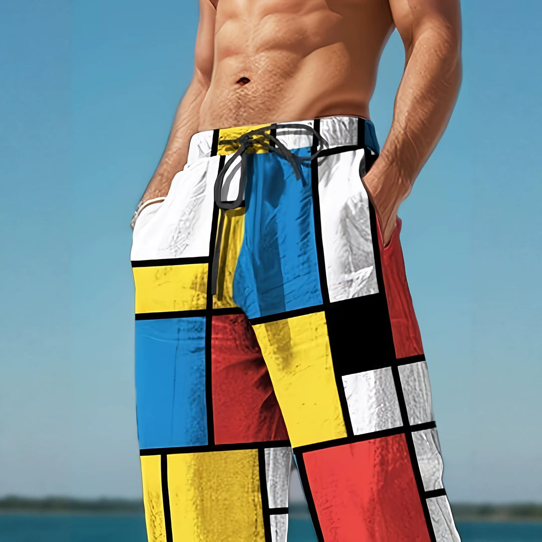 Herren Bunte Strandhose mit grafischem Mustermix Drune