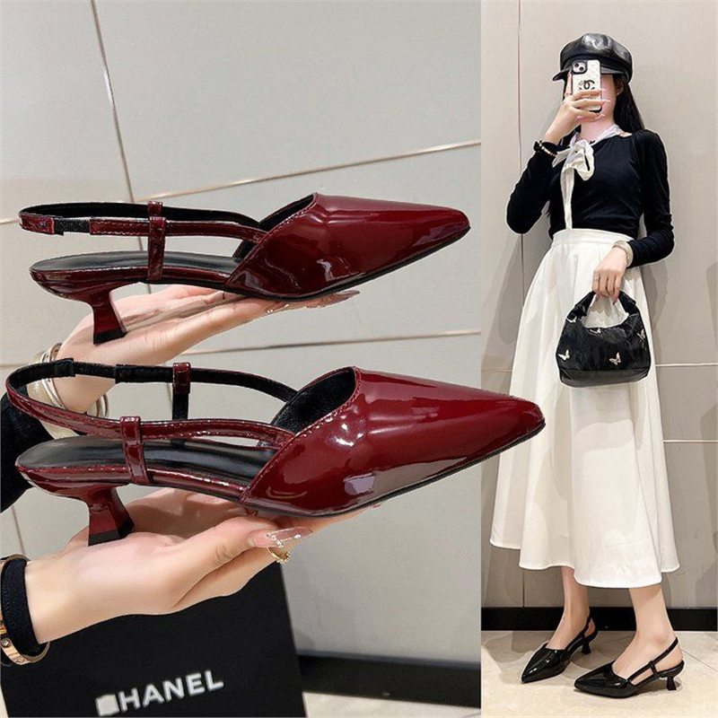 Damen Spitz zulaufende Lack-Pumps mit Slingback, schlanker Silhouette und gepolstertem Komfortfußbett Drune