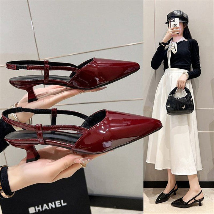 Damen Spitz zulaufende Lack-Pumps mit Slingback, schlanker Silhouette und gepolstertem Komfortfußbett Drune