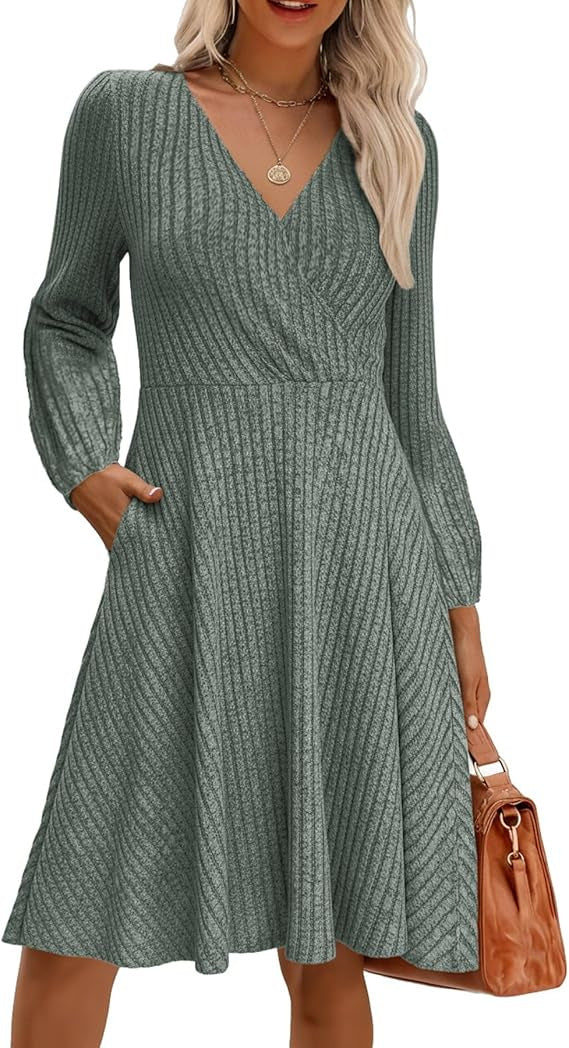 Damen elegantes Viskose-Minikleid mit strukturiertem Oberteil und voluminösen Ärmeln Drune