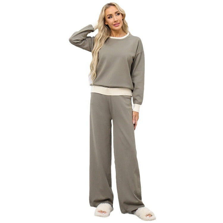 Damen gemütliches Freizeit-Loungewear-Set mit weitem Schnitt und dekorativem Bund Drune