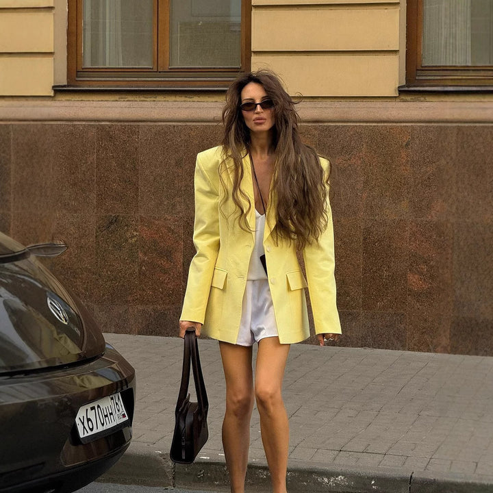 Damen Eleganter Oversized Blazer mit tiefem Revers Drune