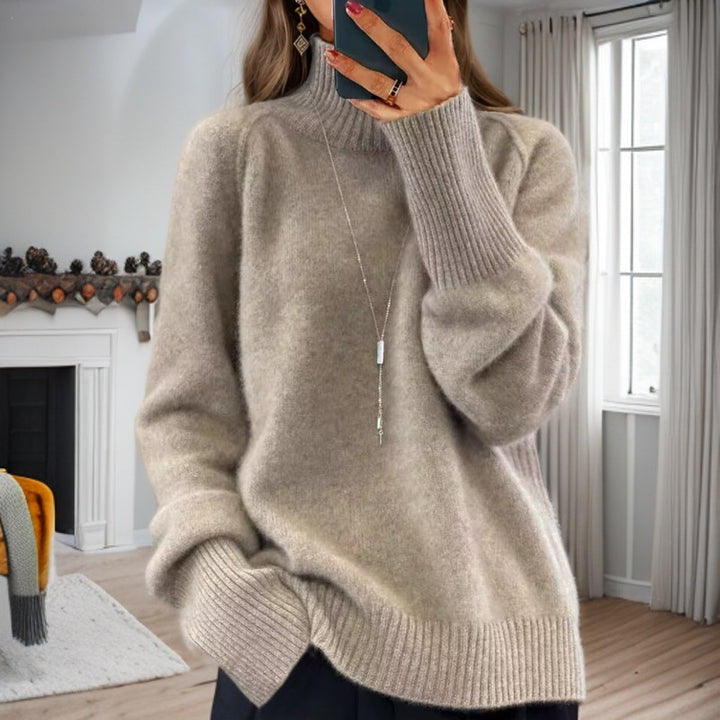 Damen nan kuscheliger Feinstrickpullover mit Rundhalsausschnitt, überschnittener Schulterpartie und gerippten Bündchen Drune