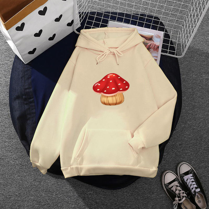 Damen nan leichter Oversize Kapuzenpullover mit Herz‑EKG‑Motiv, langen Kordeln und elastischem Bund Drune