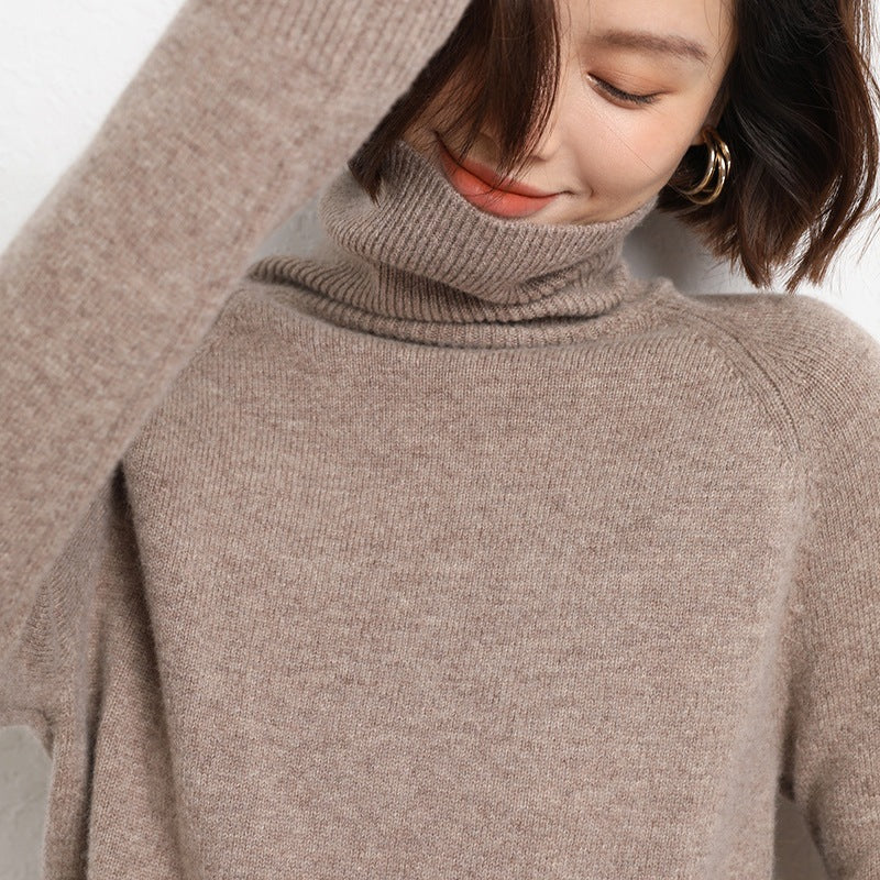 Damen Schlanker Rollkragenpullover aus feinem Strick mit Raglanärmeln Drune