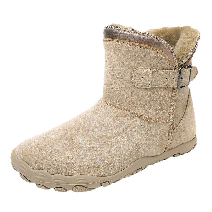 Damen Winterstiefelette mit Kunstfellfutter, rutschfester Profilsohle und verstellbarem Schnallenriemen Drune