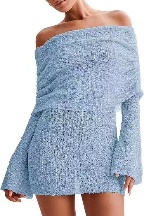 Damen Schulterfreies Minikleid mit glitzerndem Effekt und Übergröße Drune