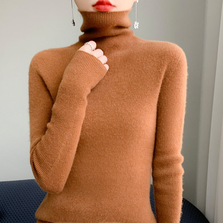 Damen Schmaler Rollkragenpullover aus Kaschmir‑Mix mit extralangem Ärmelabschluss Drune