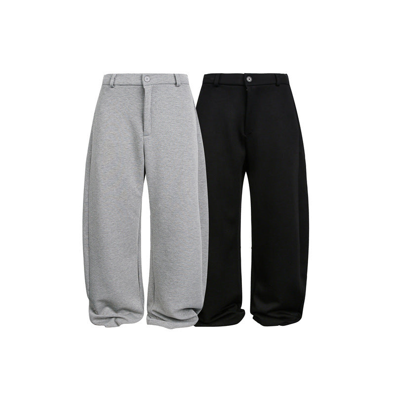 Damen Weite Cropped-Sweathose mit Gürtelschlaufen, Bundfalten und ballonförmigem Saum Drune