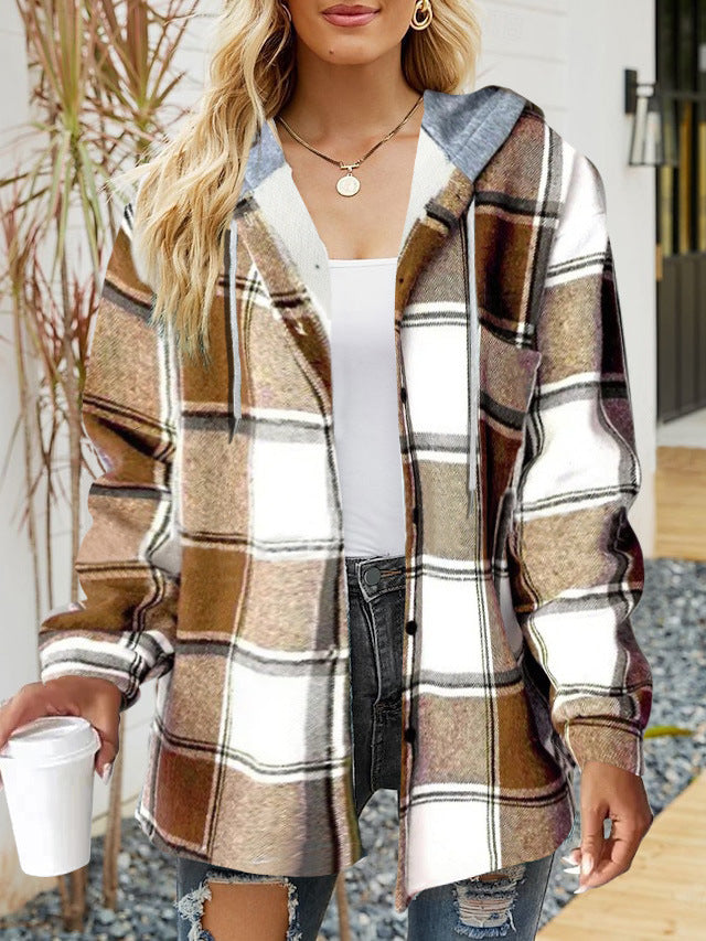 Frauen Oversized Hoodie mit Druckknopfverschluss und Kontrastbesatz Drune