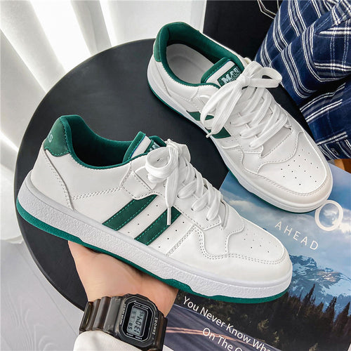 Unisex Klassische Low-Top Freizeit-Sneaker aus glattem Kunstleder mit gepolsterter Innensohle und robustem Cupsohlenprofil Drune