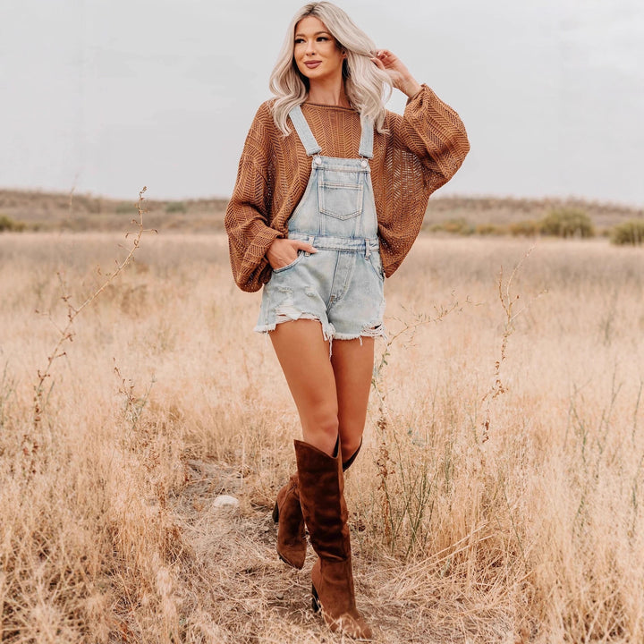 Damen nan oversized gestrickter Pullover mit weitem Boat-Neck, lockerem Mesh-Strick und Ballonärmeln Drune