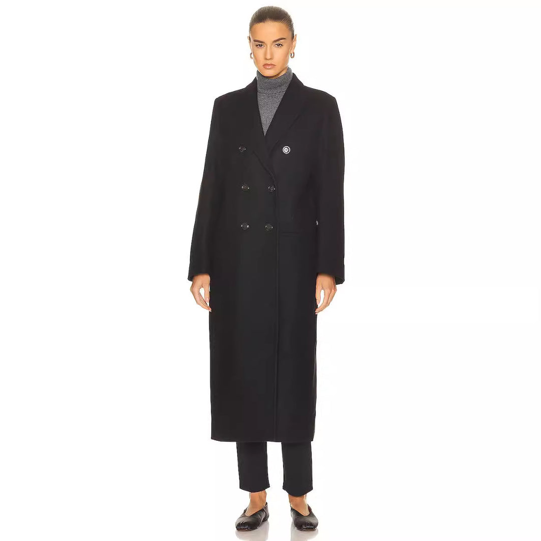 Damen Maxilanger Zweireihiger Wollmix-Longcoat mit maßgeschneidertem Finish Drune
