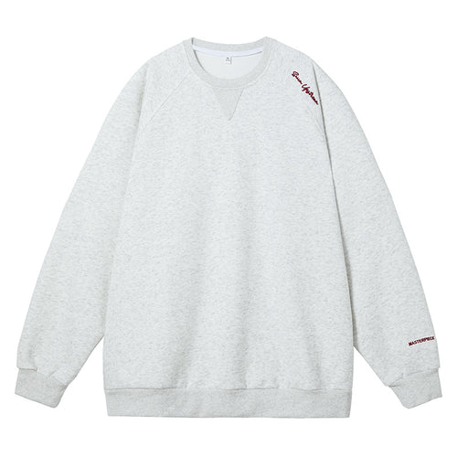 Unisex Oversize Baumwoll-Fleece-Sweatshirt mit Raglanärmeln und dezenter Schulter- sowie Ärmelstickerei Drune