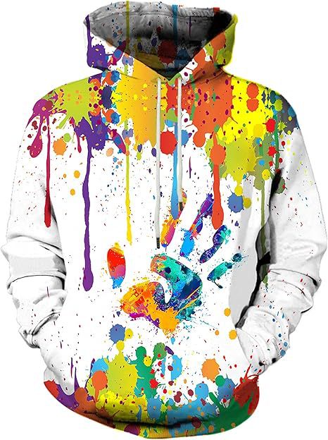 Damen Farbenfroher Hoodie mit kreativen Spritzmotiven Drune