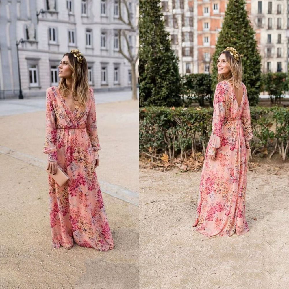 Damen Maxikleid mit voluminösen Ärmeln und elegantem floralem Design Drune